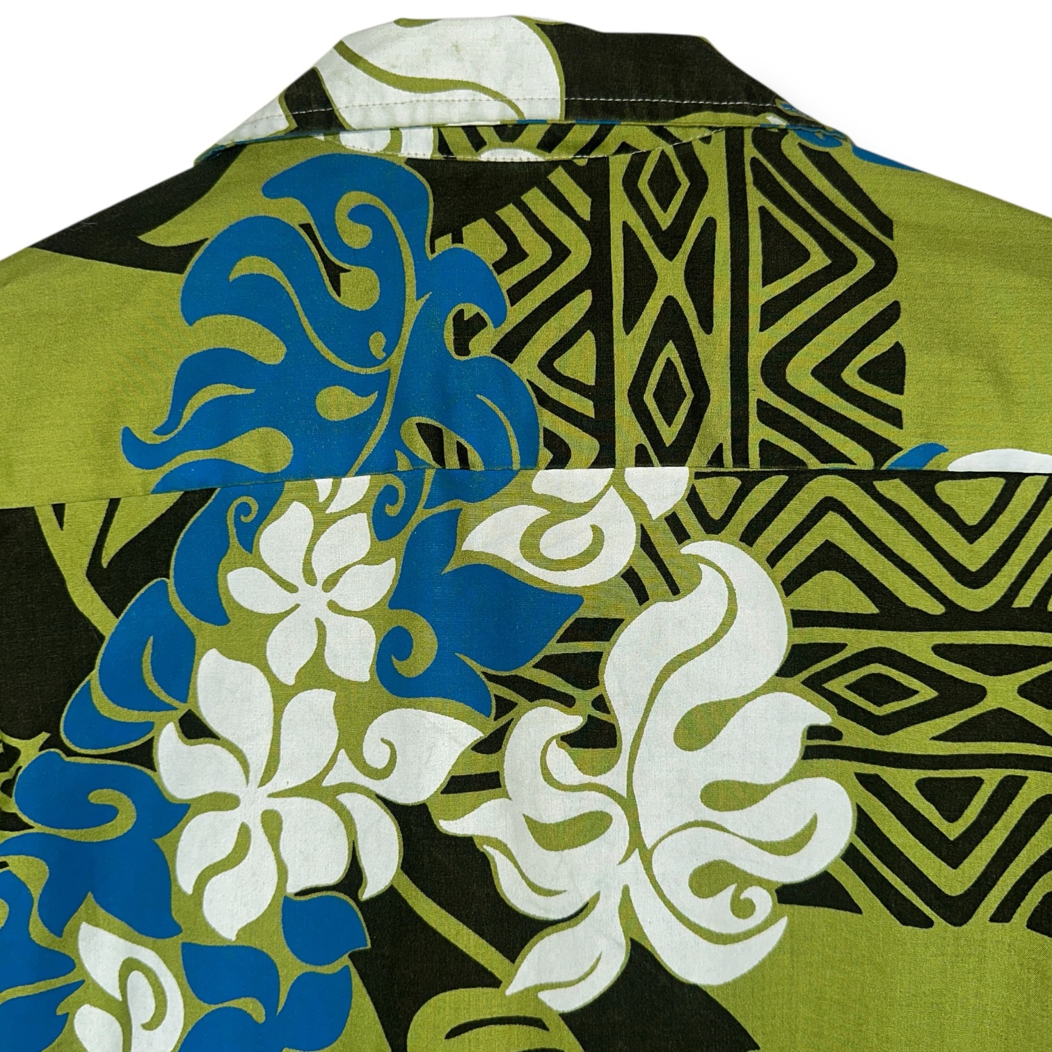 Howie Made in Hawaii Men’s Large Green Blue Floral Hawaiian Shirt - Image 6