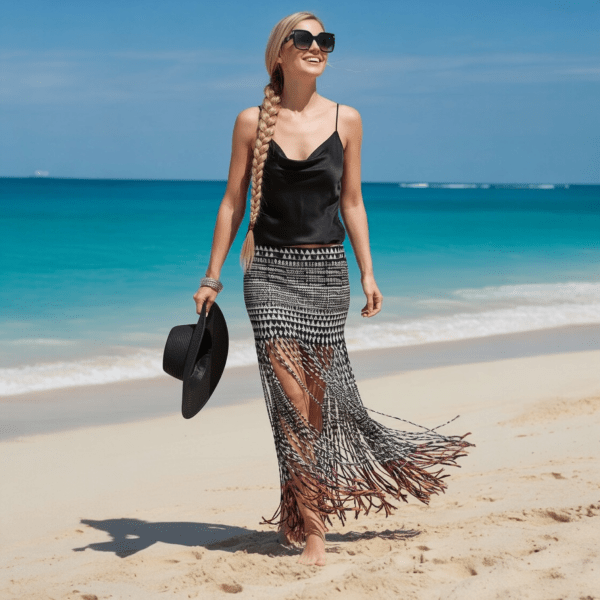 Venus Aztec Fringe Maxi Skirt – Size Medium