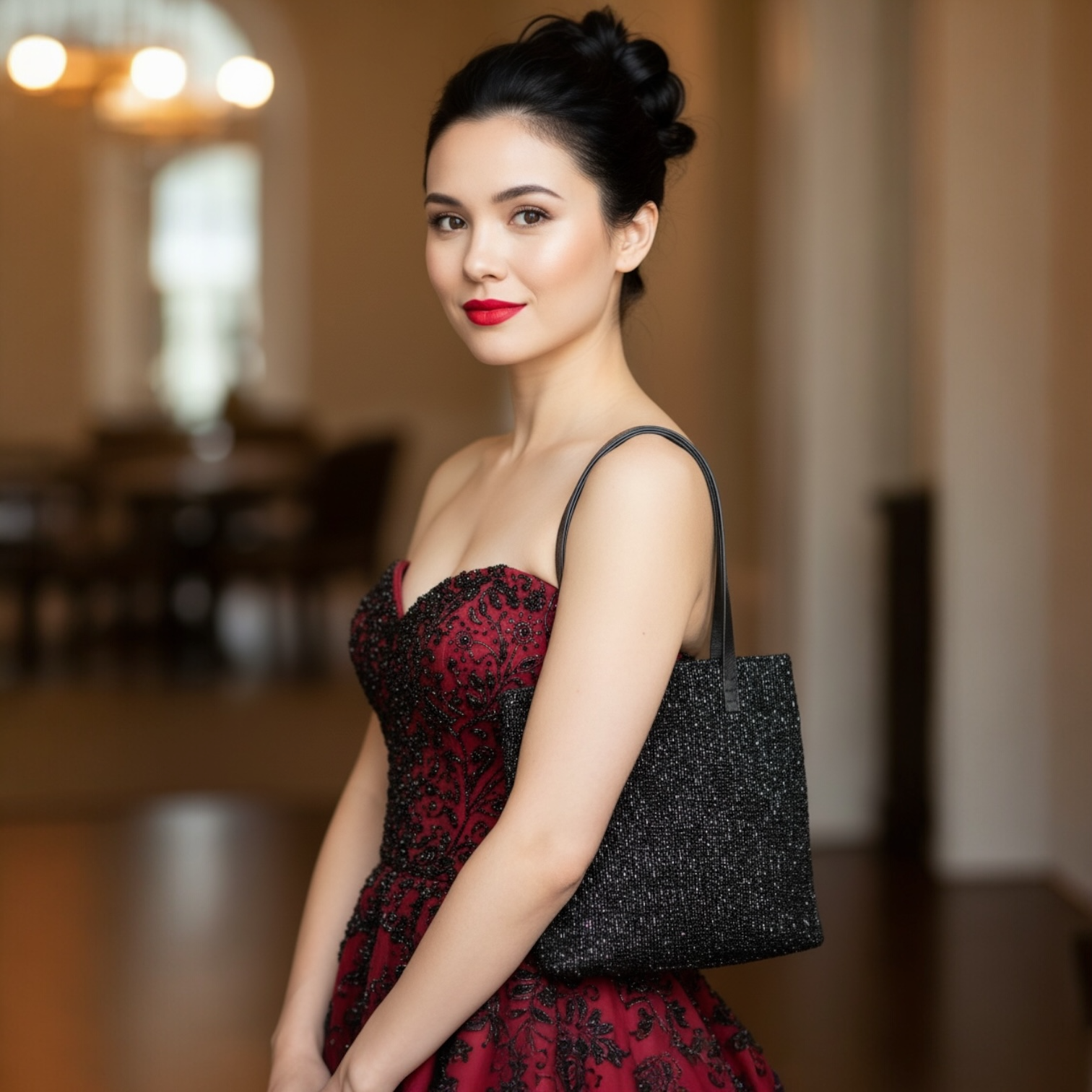 Fendi Fully Beaded Black Evening Shoulder Bag – Made in Italy