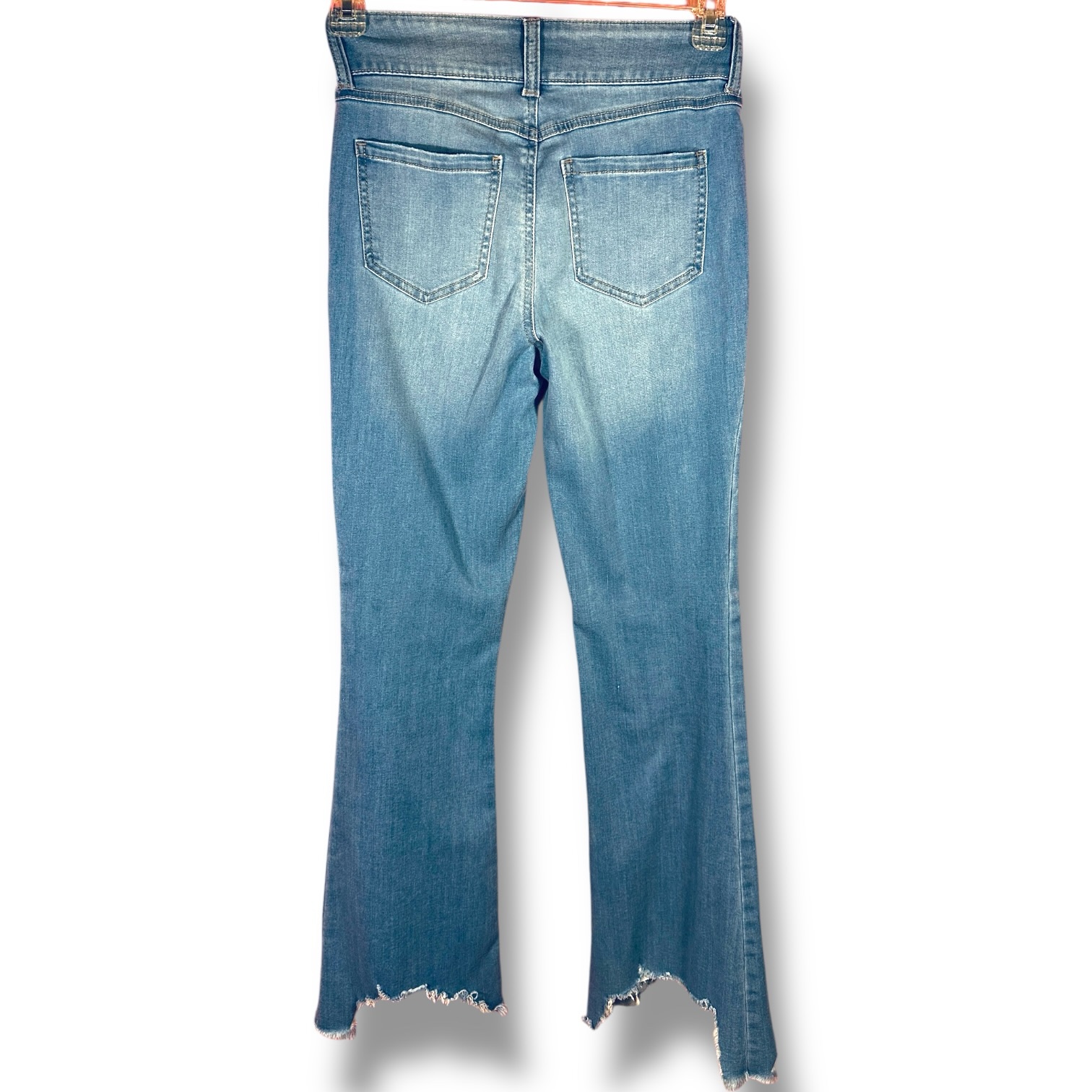 Sincerely Jules Distressed Flare Jeans Raw Hem Stretch Denim Size 26 - Image 3