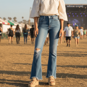 Sincerely Jules Distressed Flare Jeans Raw Hem Stretch Denim Size 26