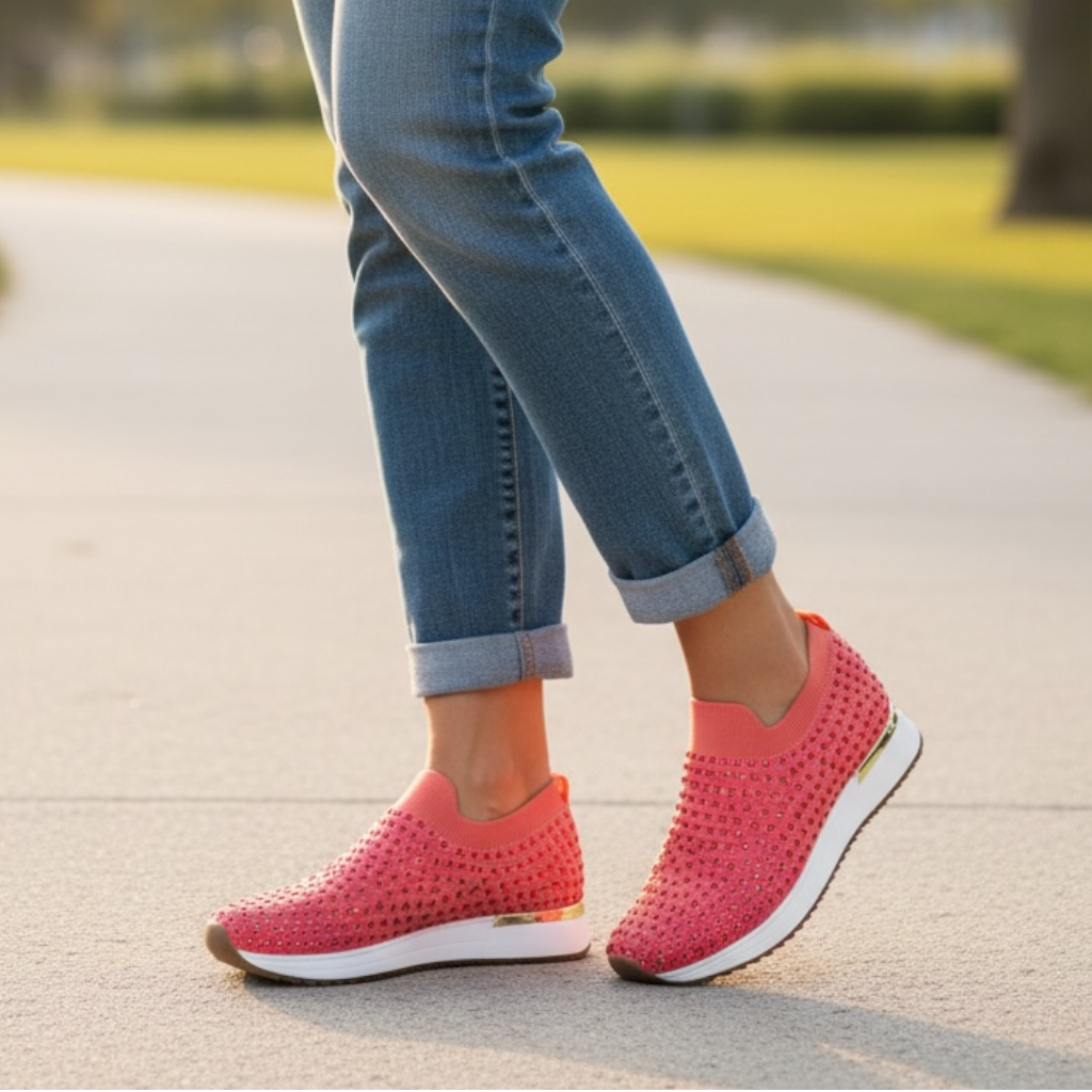 Kenneth Cole Rhinestone Slip-On Sneakers – Coral Pink (Size 7.5)