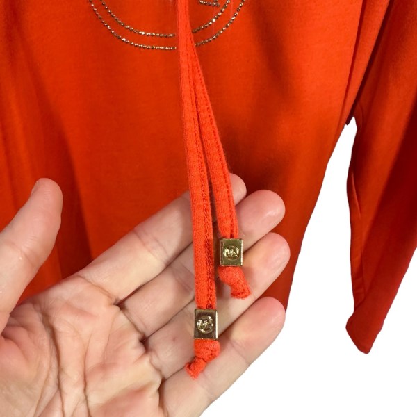 Michael Kors Orange Rhinestone MK Hoodie – High Low Tunic (Large)