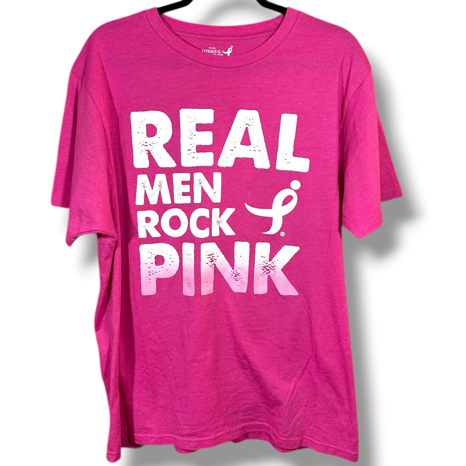 Susan G. Komen Real Men Rock Pink Graphic Tee XL Like New - Image 2
