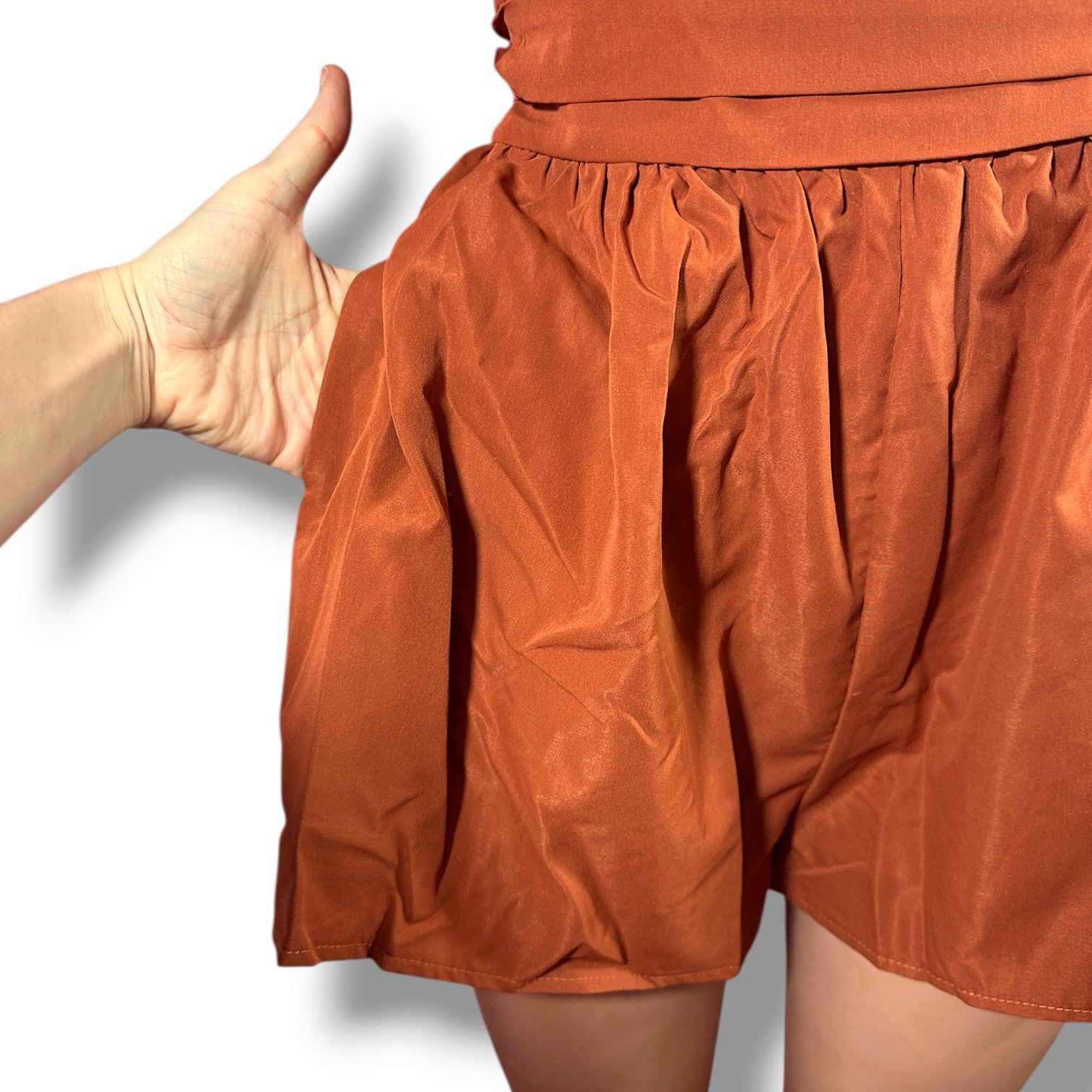 SHEIN Rust One Shoulder Cutout Romper – Medium - Image 8