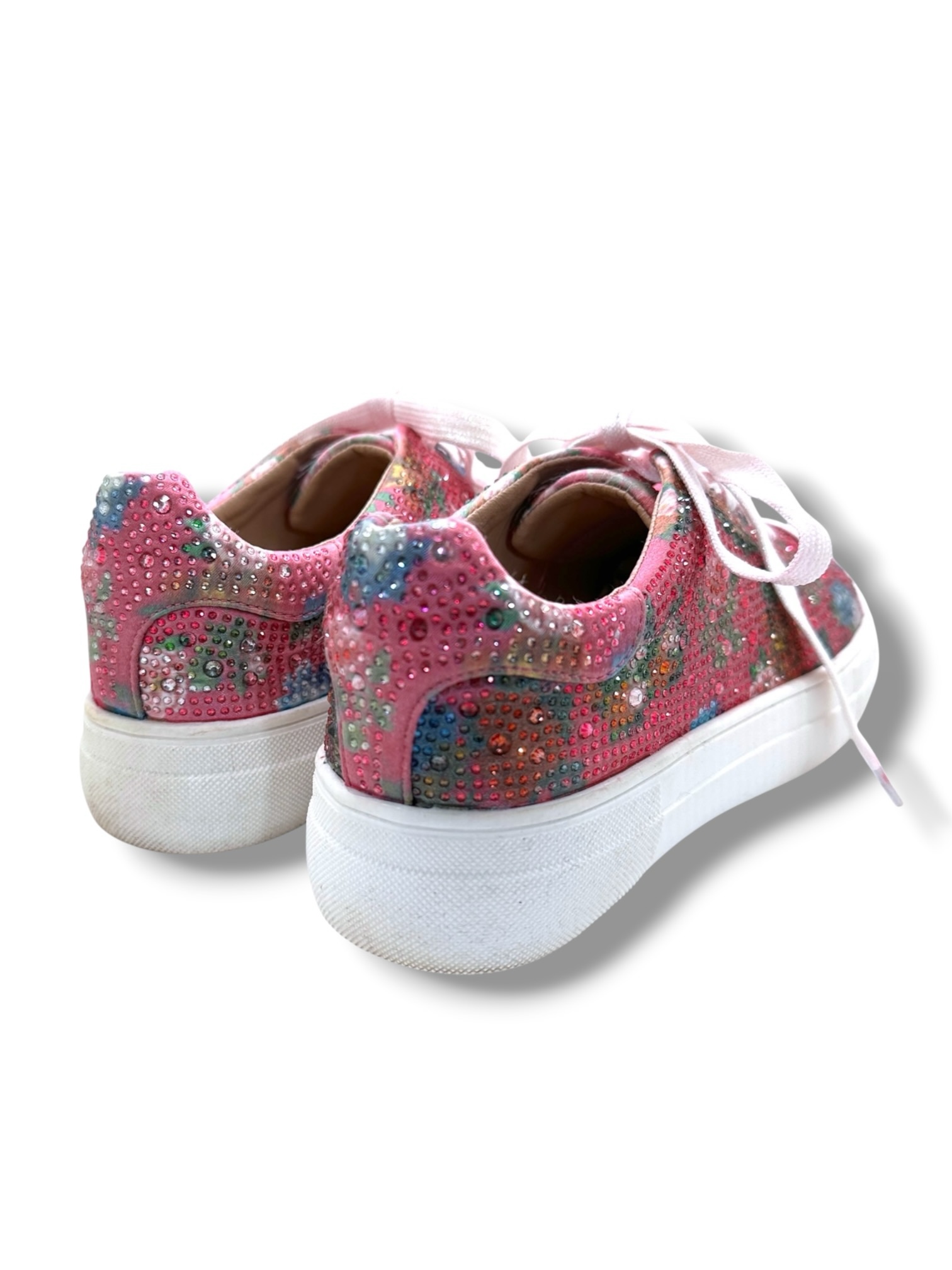 SHEIN Rhinestone Platform Sneakers Pink Floral Bling Shoes Size 8.5 - Image 4