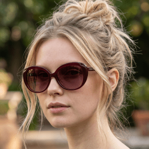 Coach HC8289F Burgundy Glitter Signature Sunglasses w/ Case