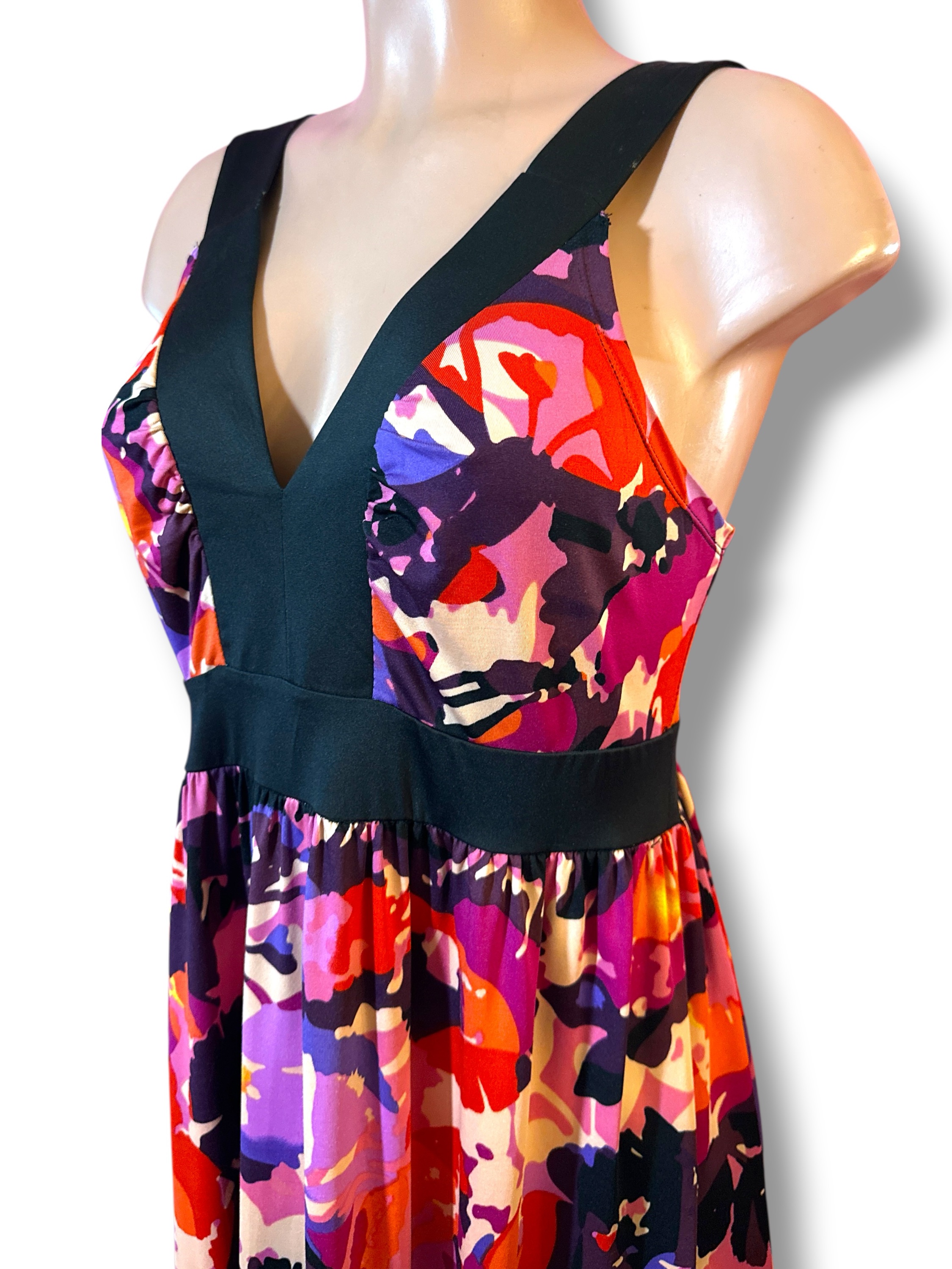 Fashion Bug Abstract Floral Maxi Dress Medium Pink Purple Boho - Image 4