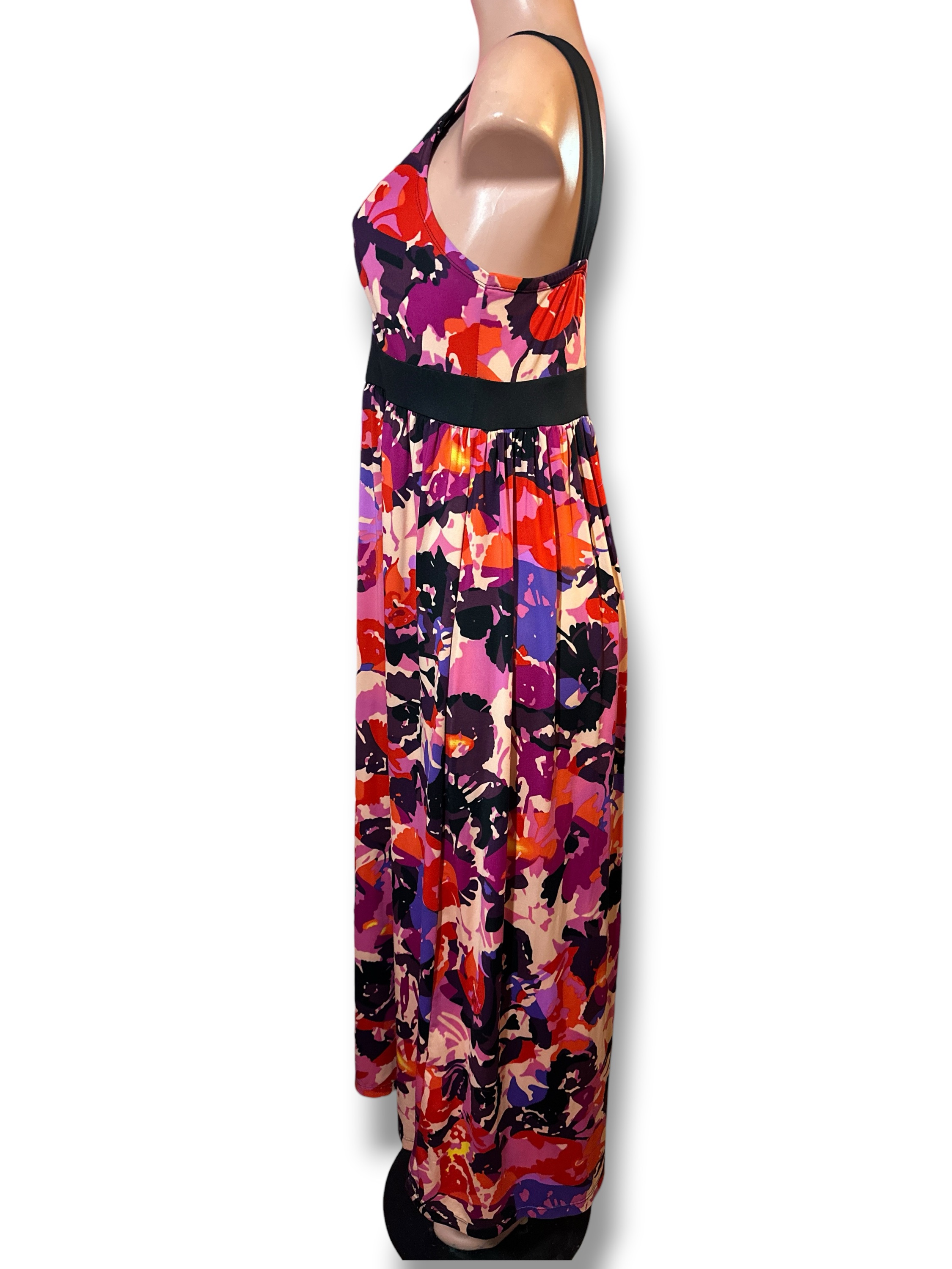Fashion Bug Abstract Floral Maxi Dress Medium Pink Purple Boho - Image 5
