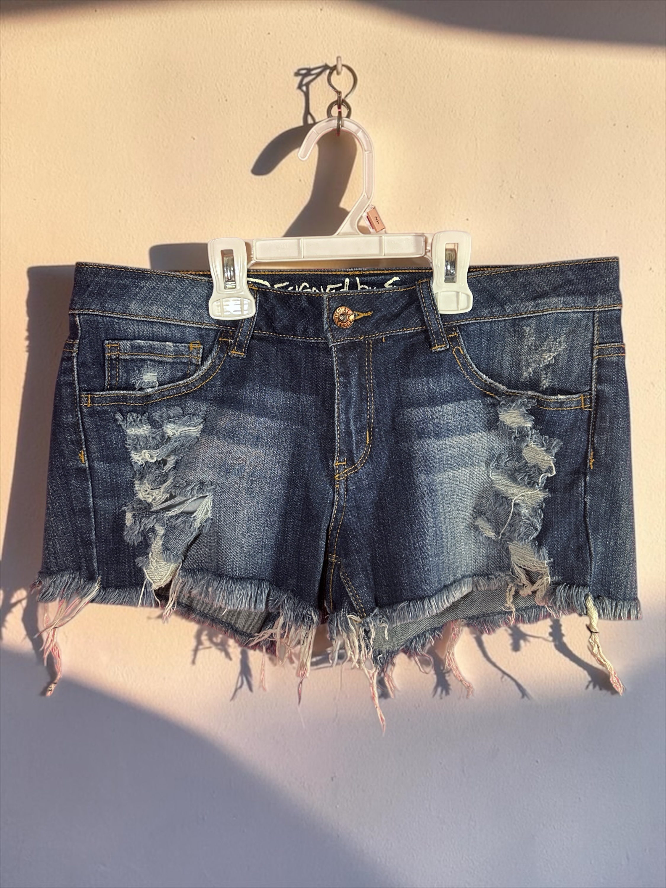 Special A Distressed Denim Cutoff Shorts Medium Stretch Frayed Hem - Image 2