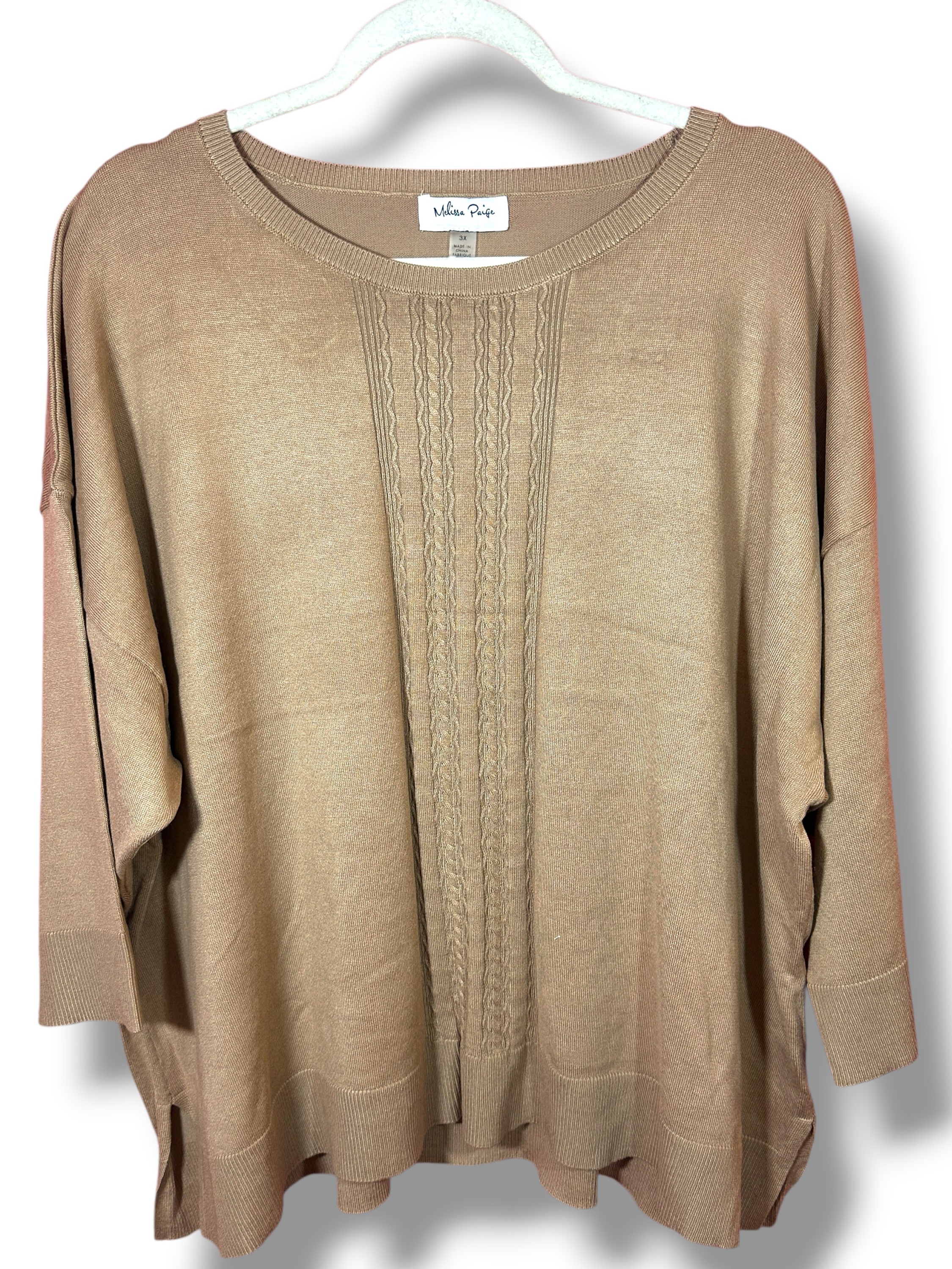 Melissa Paige 3X Camel Hair Tan Oversized Sweater Knit Tunic NWT - Image 2