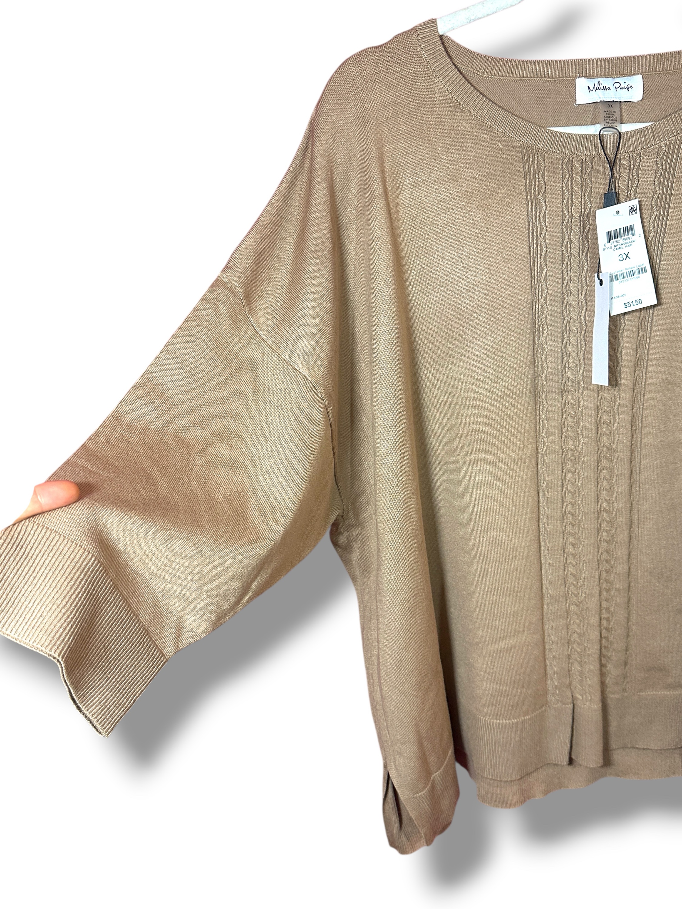 Melissa Paige 3X Camel Hair Tan Oversized Sweater Knit Tunic NWT - Image 6