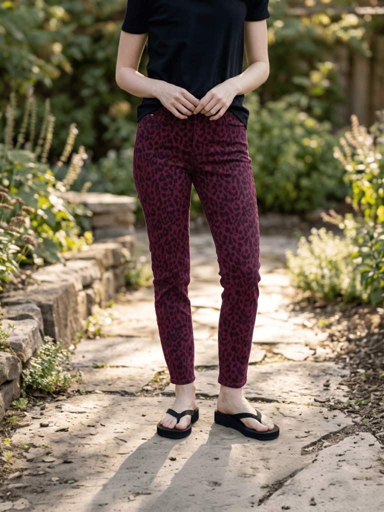 Social Standard by Sanctuary Burgundy Leopard Ankle Skinny Jeans – Size 4 – NWT