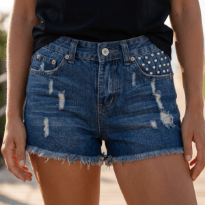 Yishuyang Studded Denim Shorts Asian L NWT Y2K Festival