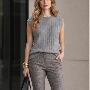 Calvin Klein Gray Cable Knit Sweater Vest XL NWT Minimalist Preppy