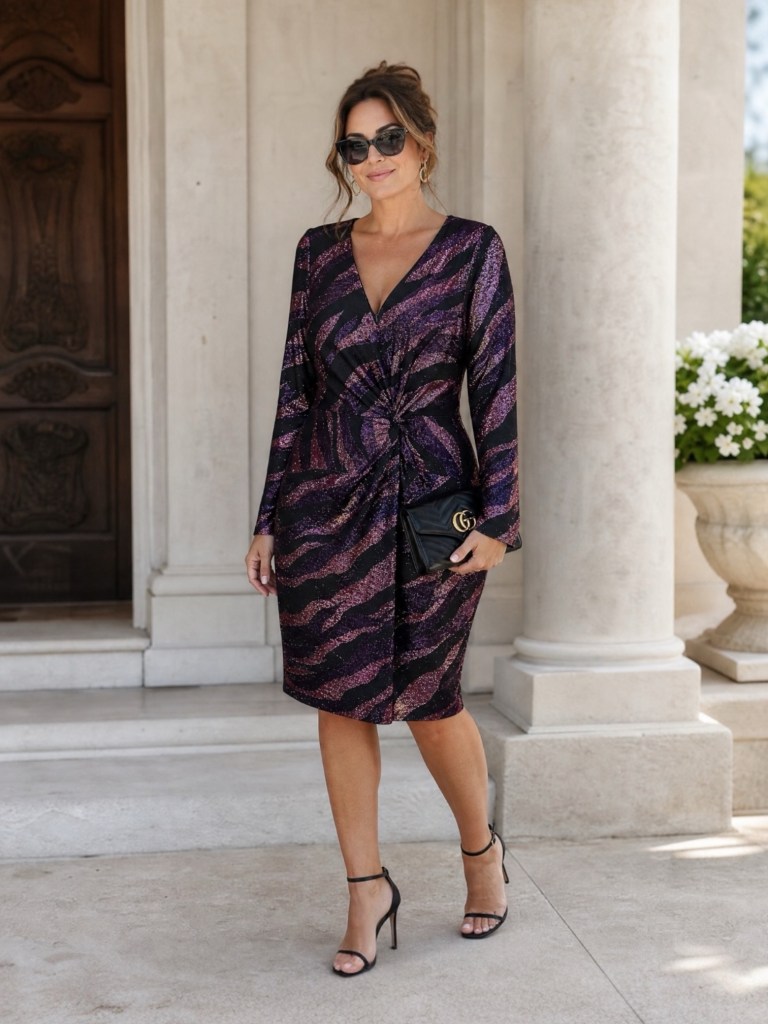 Siena Shimmer Zebra Print Cocktail Dress Size 16 NWT