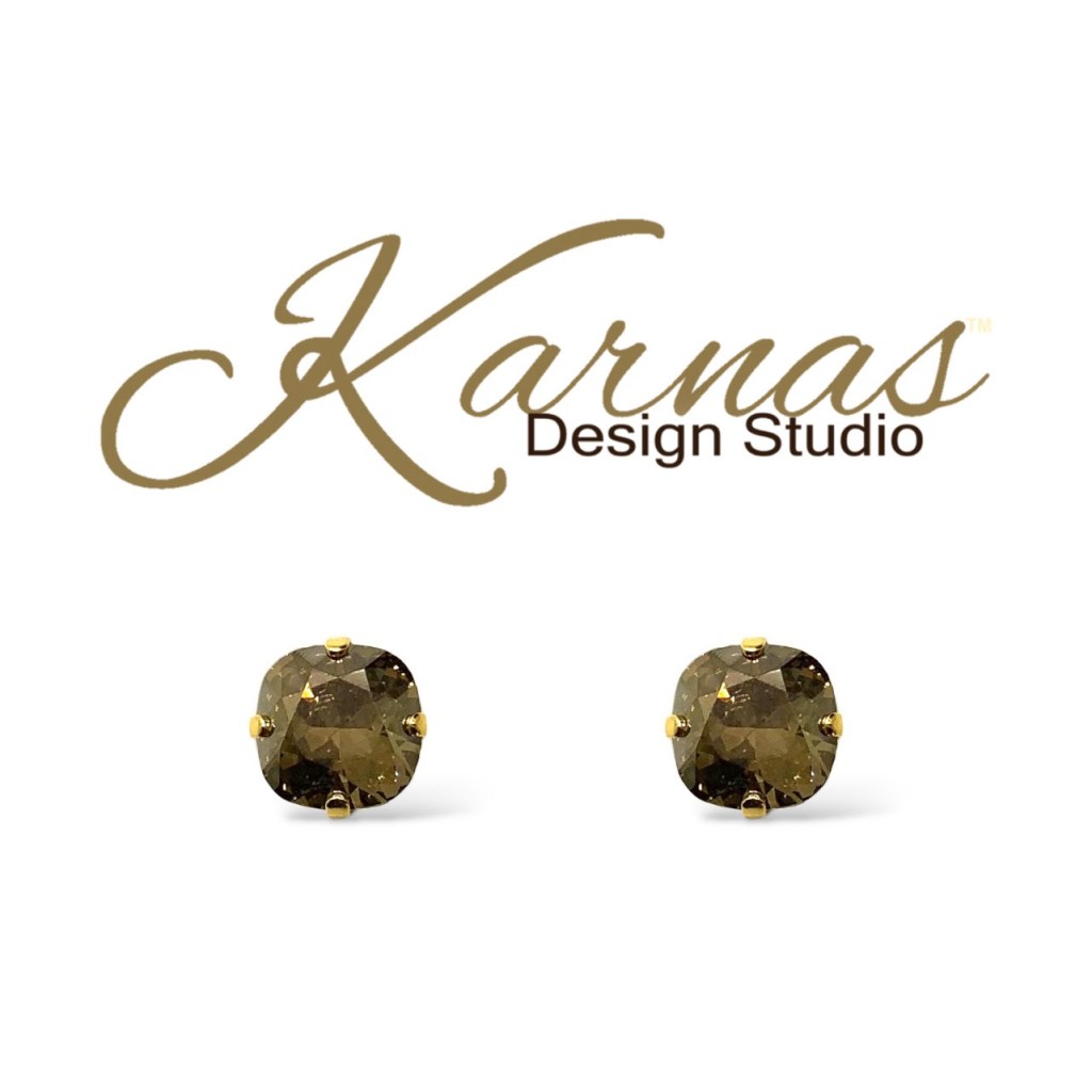 Bronze Cushion Cut Crystal Earrings