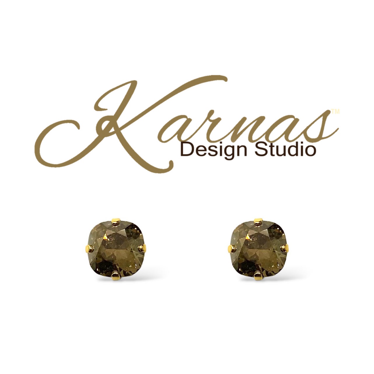 Bronze Cushion Cut Crystal Earrings