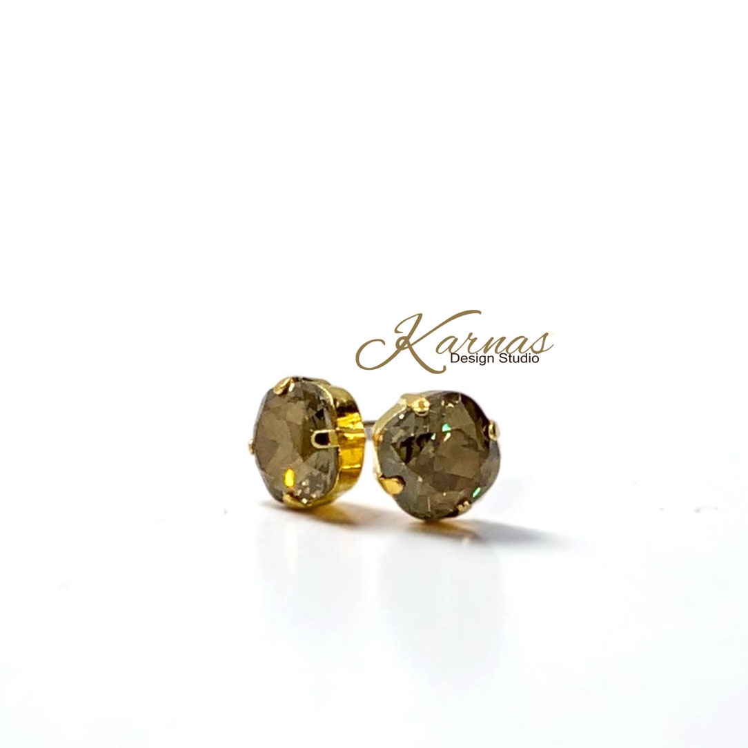 Bronze Cushion Cut Crystal Earrings - Image 3