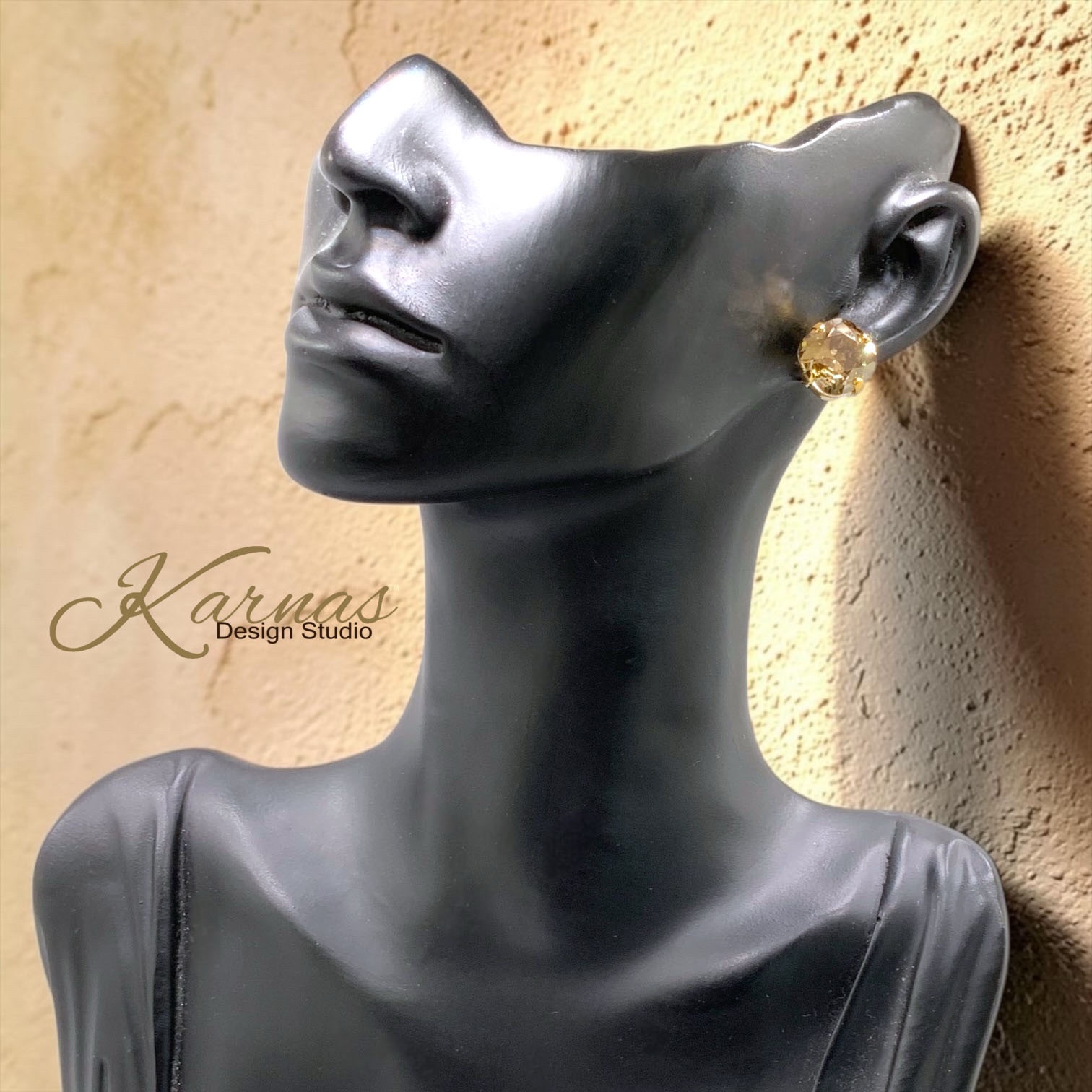 Bronze Cushion Cut Crystal Earrings - Image 4