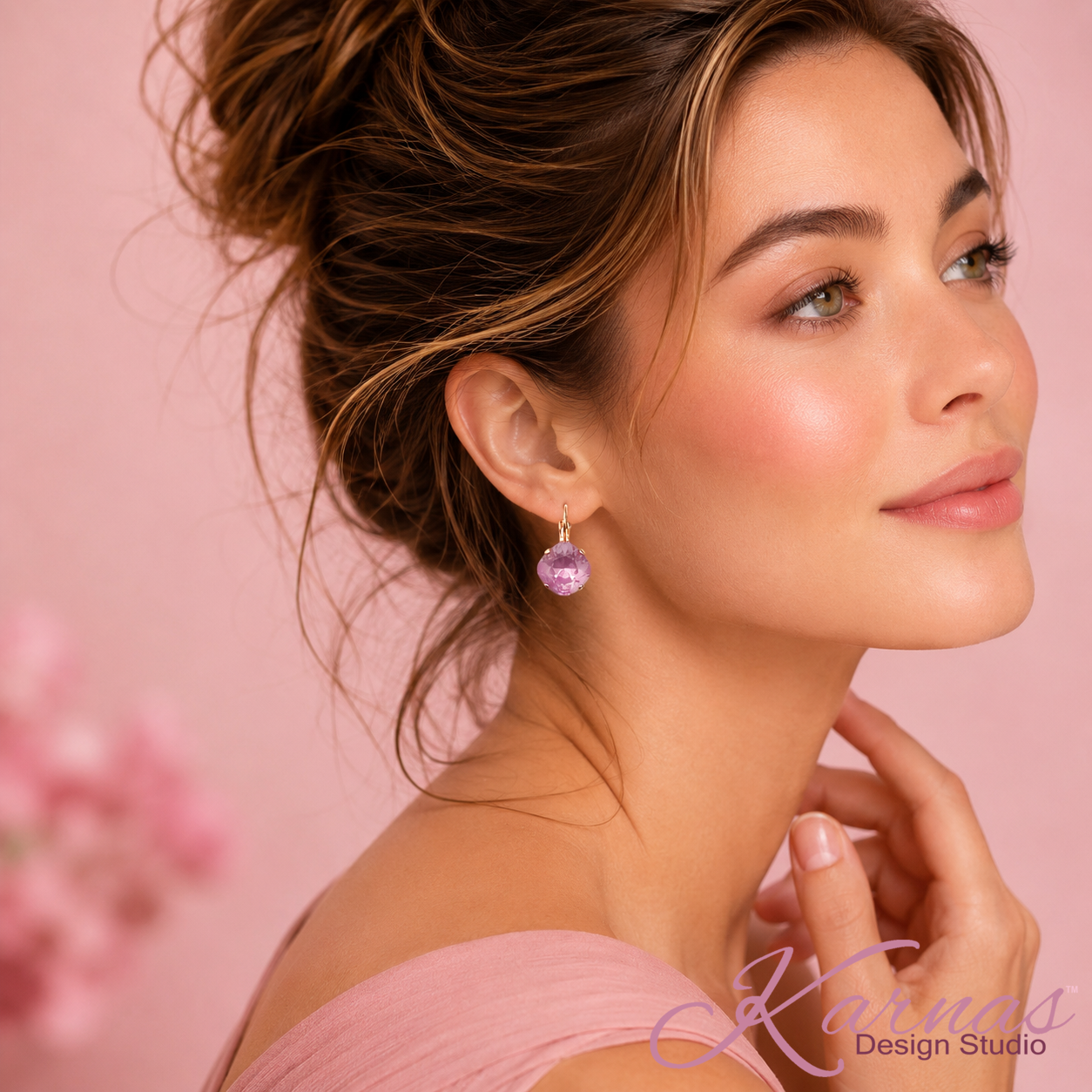 Paradise Purple Lux Cushion Cut Crystal Earrings - Image 6
