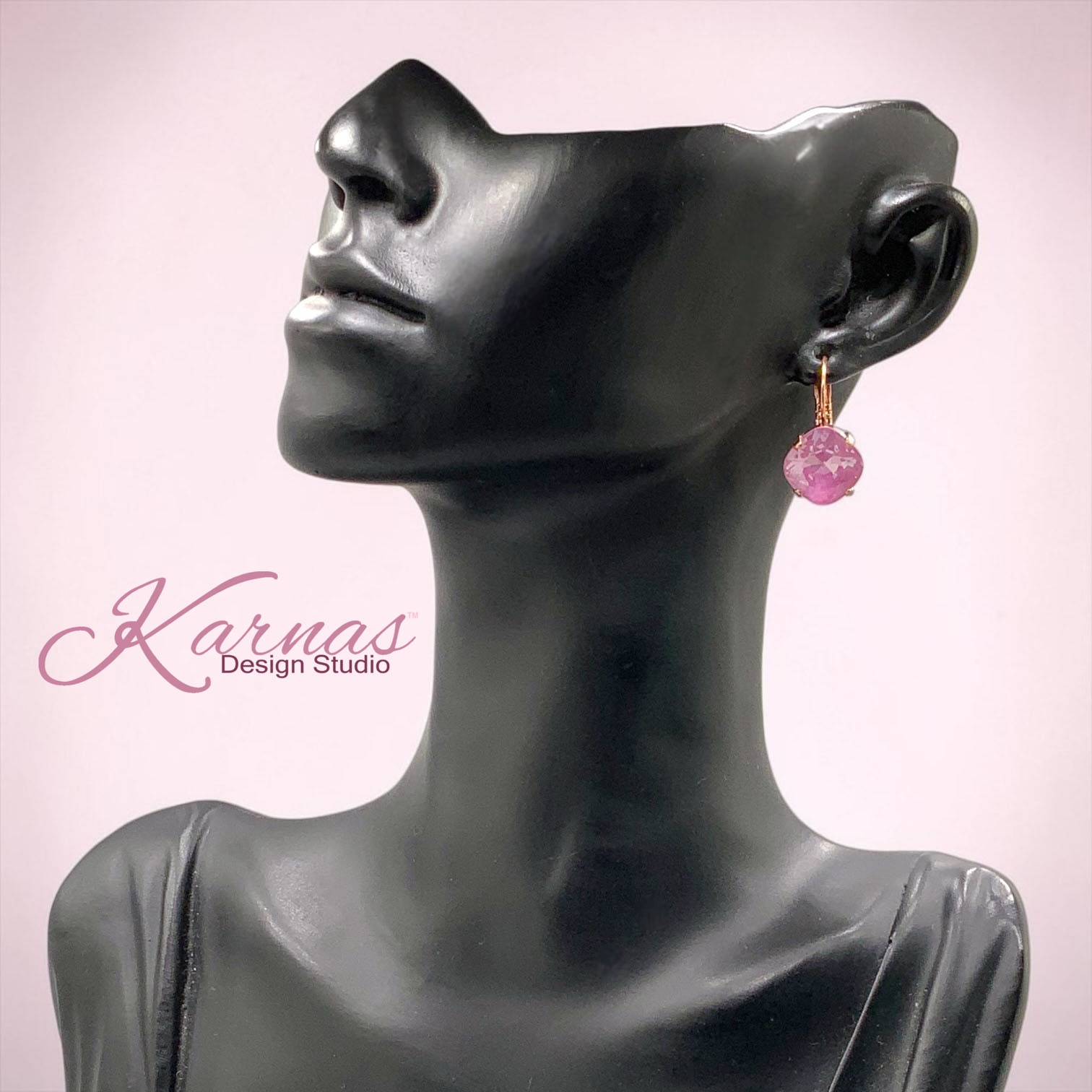 Paradise Purple Lux Cushion Cut Crystal Earrings - Image 5