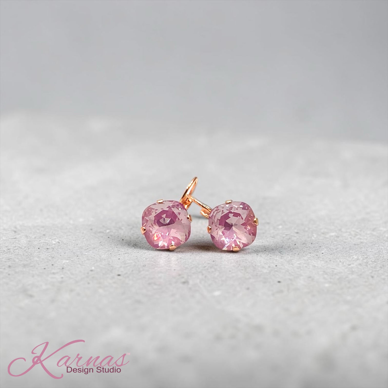 Paradise Purple Lux Cushion Cut Crystal Earrings - Image 2