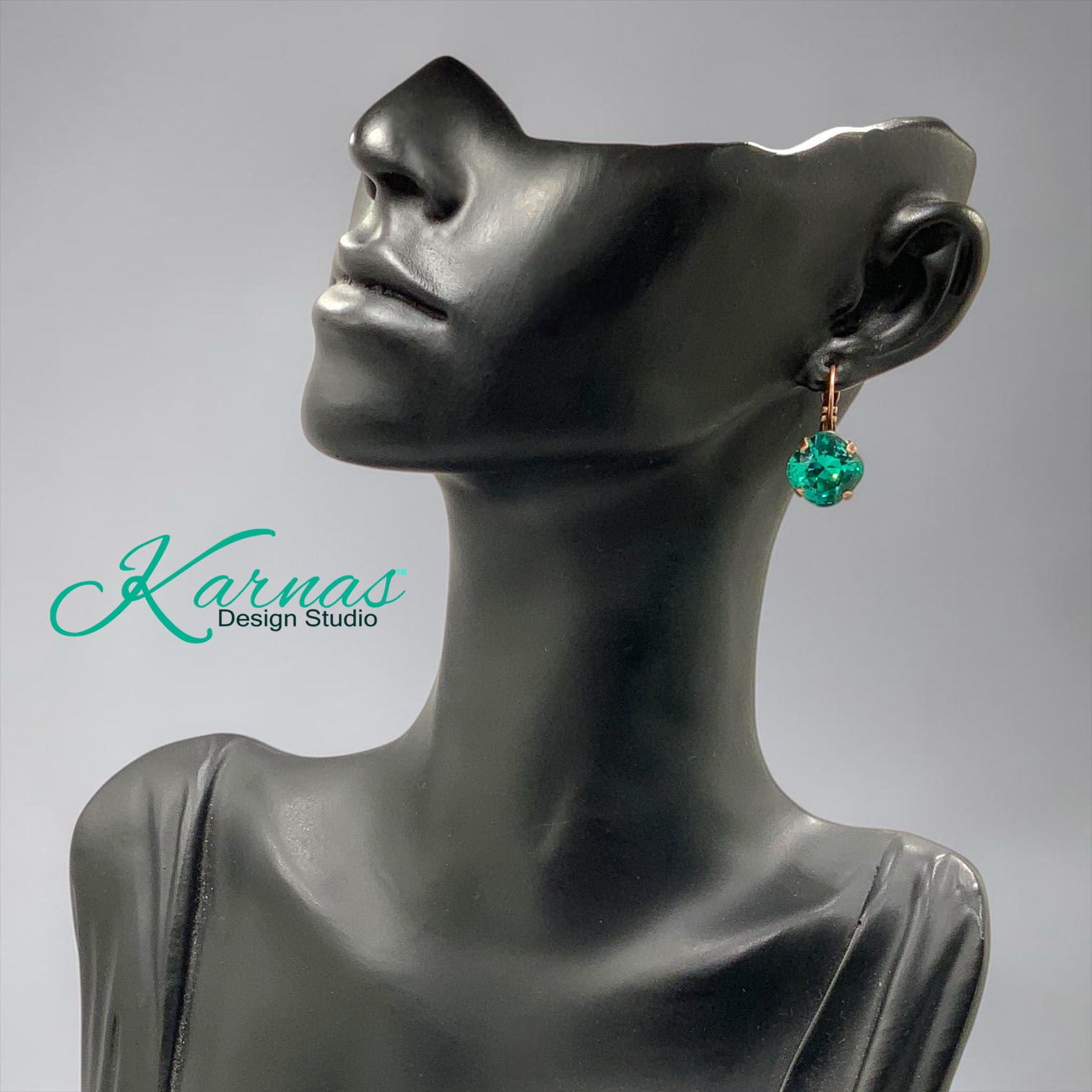 Reinvented Caribbean Green Cushion Cut Crystal Earrings - Image 5
