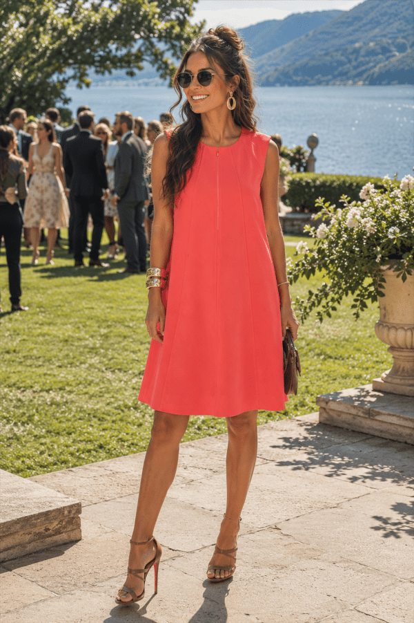 DKNY Coral Pink Sleeveless Shift Dress Size 8 NWT