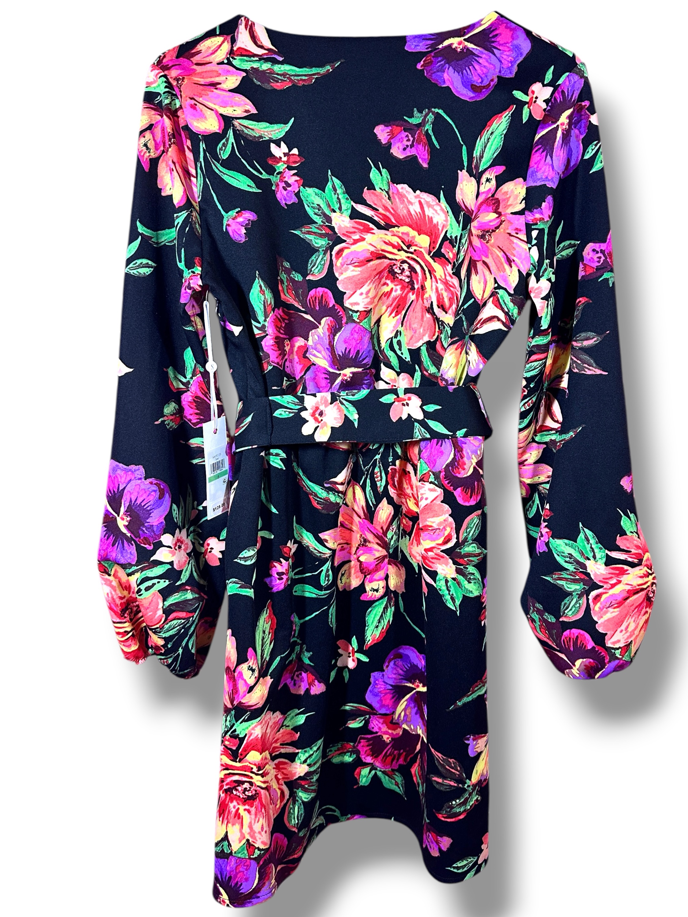 Siena Navy Floral Tie Waist Long Sleeve Dress Size 8 NWT - Image 8