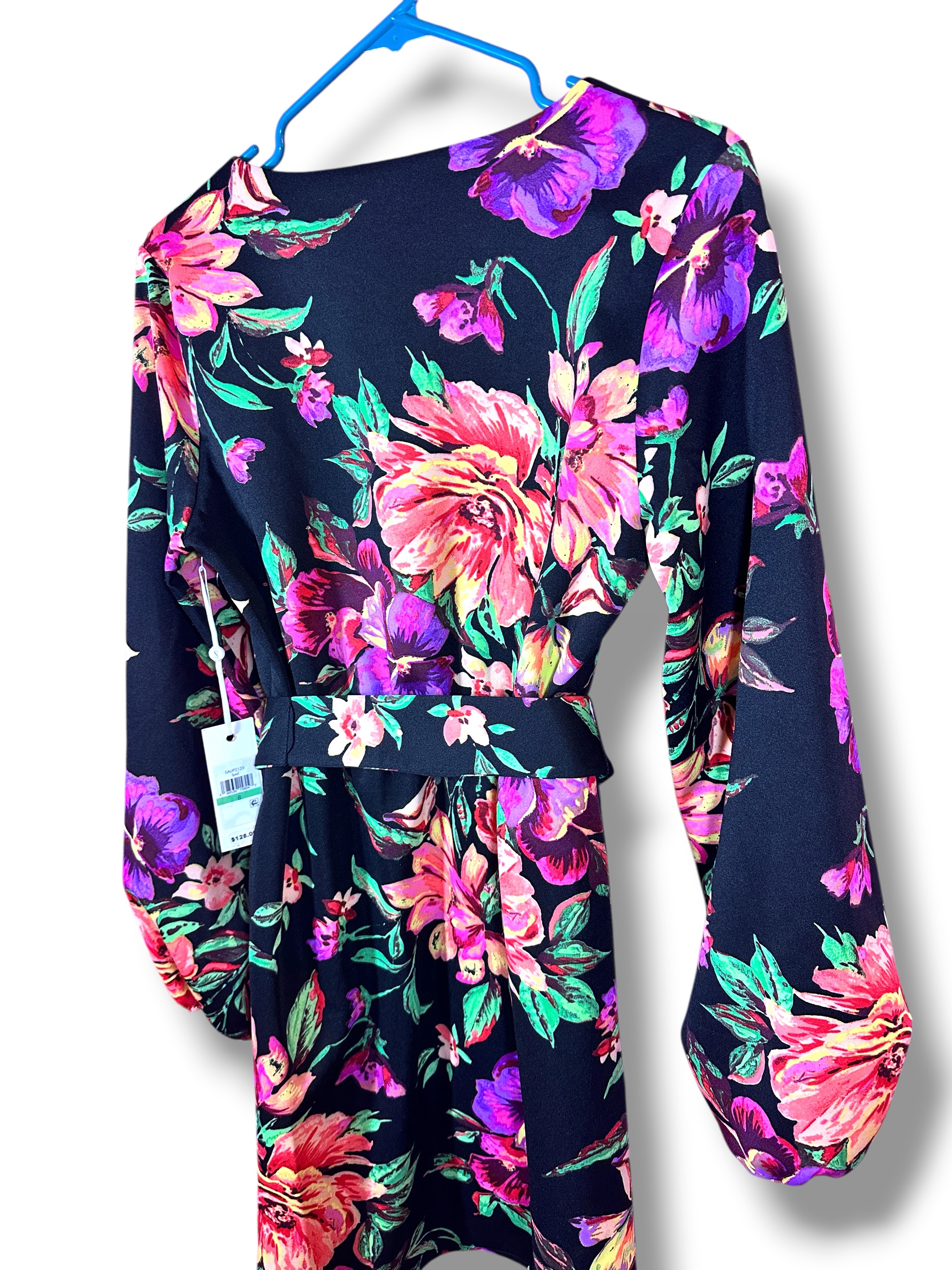 Siena Navy Floral Tie Waist Long Sleeve Dress Size 8 NWT - Image 9