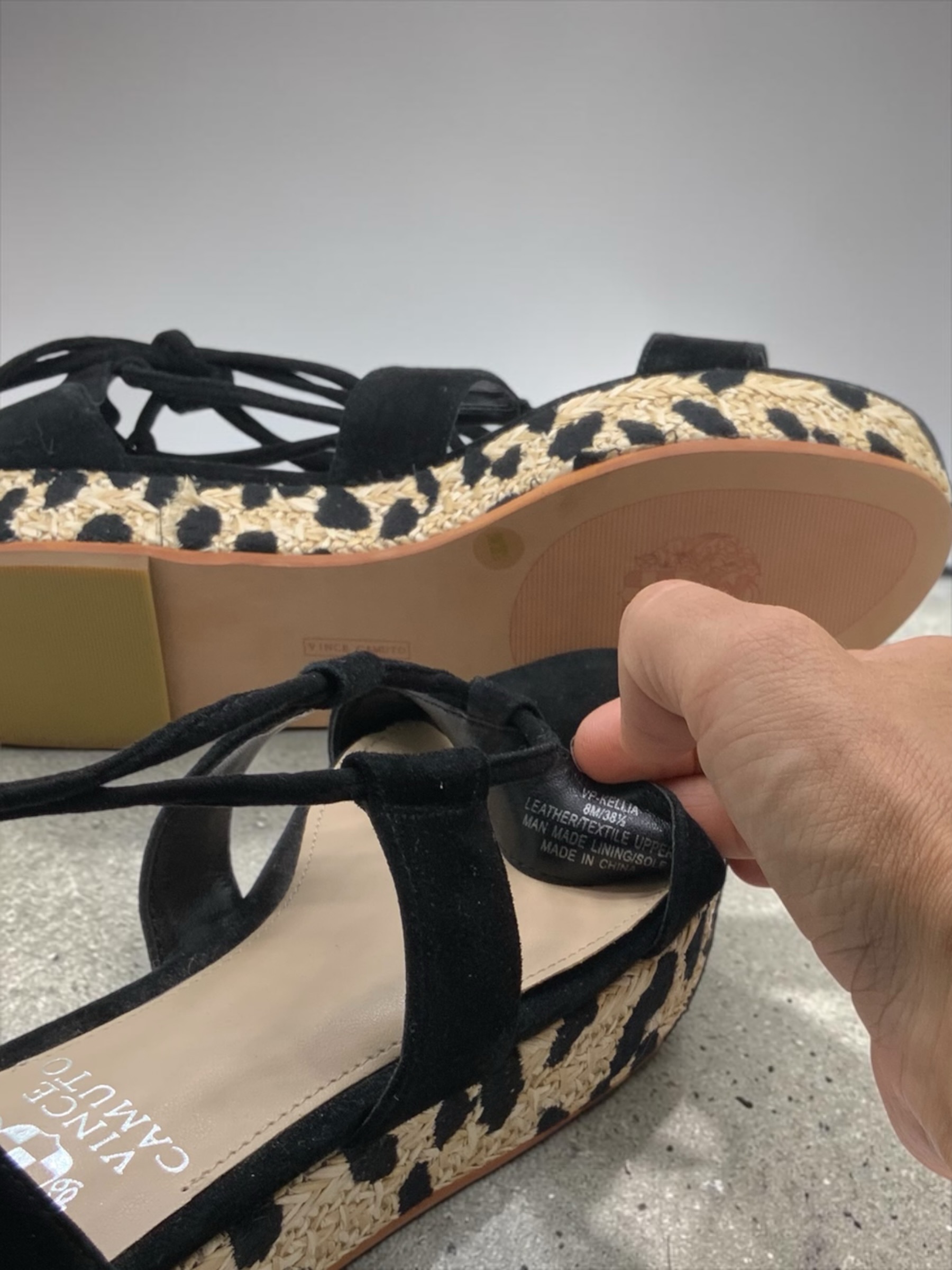 Vince Camuto Pellia Black Suede Platform Espadrille Sandals