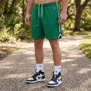 Champion Men’s Mesh Basketball Shorts Green Black White Size L NWOT